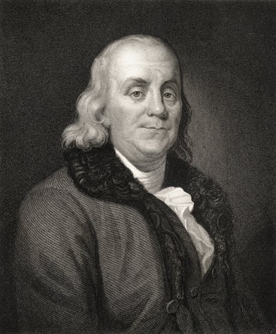 Porträt von Benjamin Franklin von French School