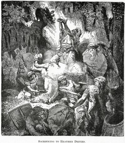 Opferung an heidnische Götter, ca. 1890 von French School