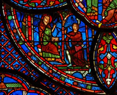 St. Antonius: spricht mit einem Mann von French School