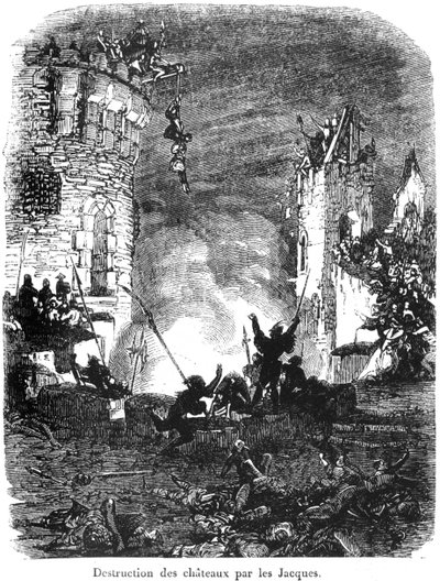 Die Jacques zerstören Burgen im Jahr 1358 von French School