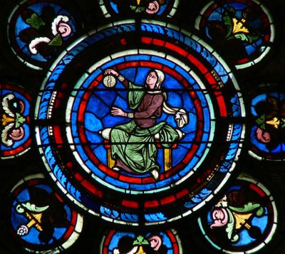Fenster w235 zeigt die Freien Künste: Astronomie von French School