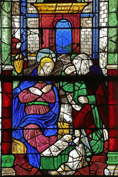Fenster w2, das die Geburt Christi darstellt von French School