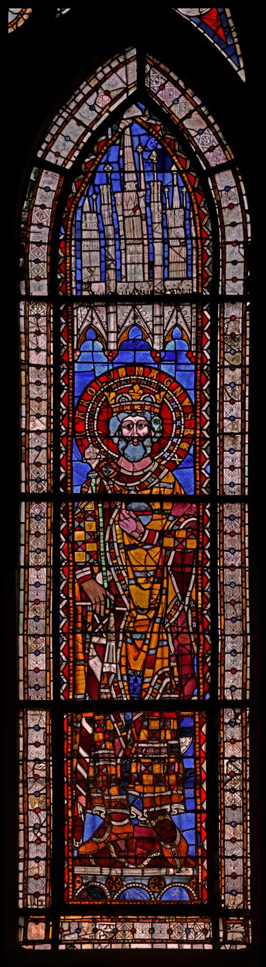 Fenster w9 mit Karl dem Großen von French School