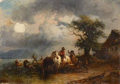 Pferdeschwemme von Friedrich August Mathias Gauermann