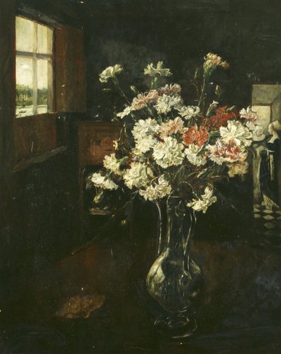 Interieur mit Nelkenstrauß von Friedrich Stahl