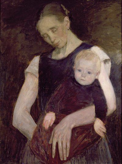 Bäuerin und Kind aus Moor von Fritz Mackensen