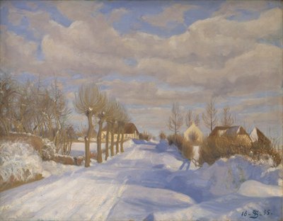 Schneebedeckte Landstraße im Sonnenschein von Fritz Syberg