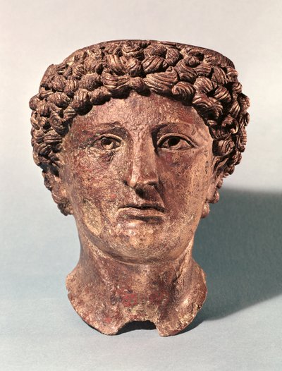 Kopf des Apollo, aus Lillebonne (Bronze) von Gallo Roman
