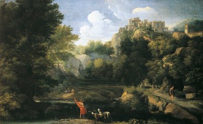 Flusslandschaft mit Hirte von Gaspard Poussin Dughet