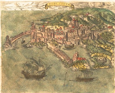 Rhodos, Griechenland von Georg and Hogenberg Franz (1535 90) Braun