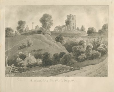 Alton Kirche: Sepiazeichnung, 1841 von George Buckler