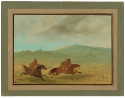 Ein Osage-Indianer verfolgt einen Camanchee von George Catlin