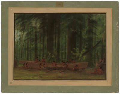 Ein Kanu ausgraben - Nayas-Indianer von George Catlin