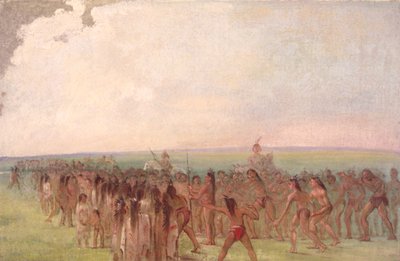 Laufwettbewerb hinter dem Mandan-Dorf von George Catlin