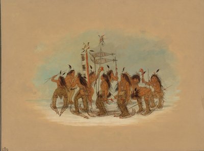 Schneeschuhtanz - Ojibbeway, 1861-1869 von George Catlin