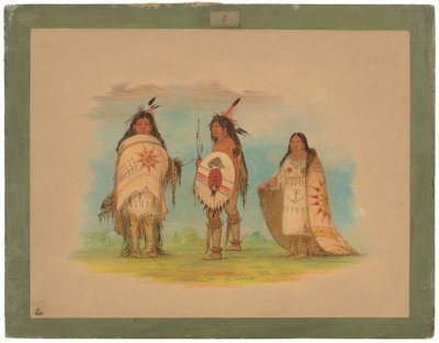 Drei Riccarree-Indianer von George Catlin