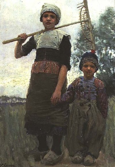 Kleine Heuarbeiter, Nordholland von George Clausen