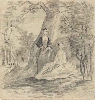 Zwei Mädchen in einer Landschaft von George Frost