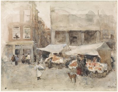 Markt mit Blumenständen von George Hendrik Breitner