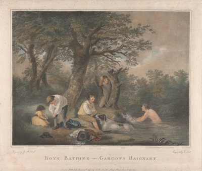 Vierer-Set: Jungen beim Baden von George Morland