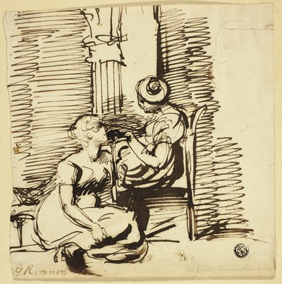 Zwei Frauen im Innenraum von George Romney
