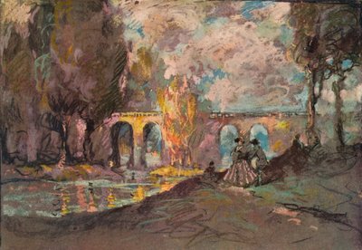 Eine Landschaftszeit-Skizze, ca. 1916 von George Sheringham