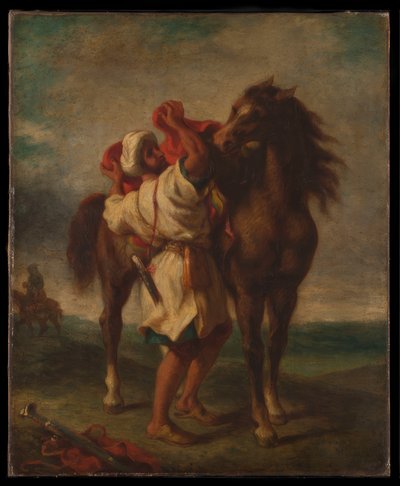 Araber sattelt sein Pferd von Georges Décote