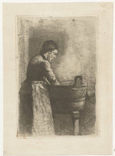 Frau bei einer Waschwanne von Gerard Jan Bos