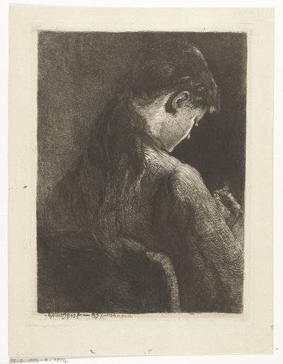 Sitzendes Mädchen, von hinten gesehen von Gerard Jan Bos