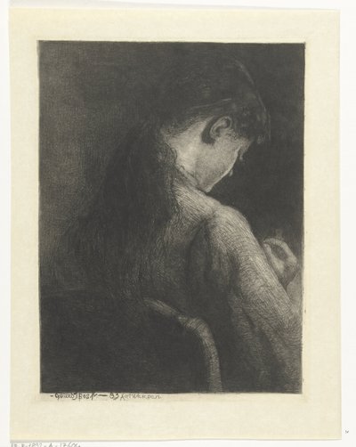 Sitzendes Mädchen, von hinten gesehen von Gerard Jan Bos