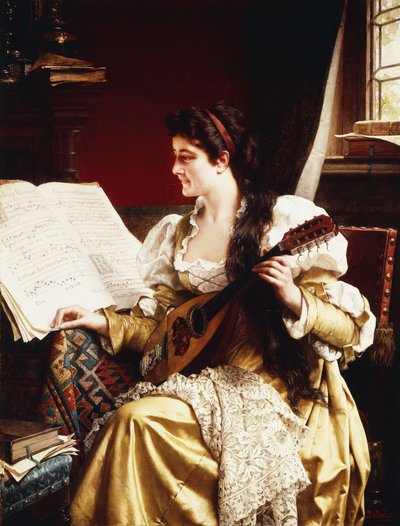 Dame mit Mandoline von Gerard Portielje