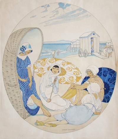 Plaudern am dänischen Strand von Gerda Wegener