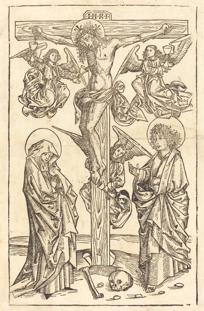 Christus am Kreuz mit Engeln von German 15th Century
