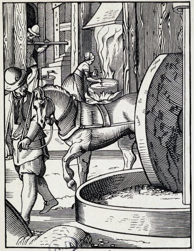 Ölpresse - Deutsche Gravur von German School