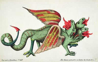 Dreiköpfiger Drache, der Feuer spuckt von German School