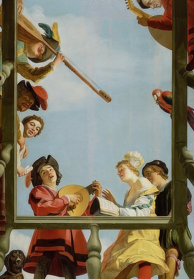 Musikgruppe auf einem Balkon, 1622 von Gerrit van Honthorst