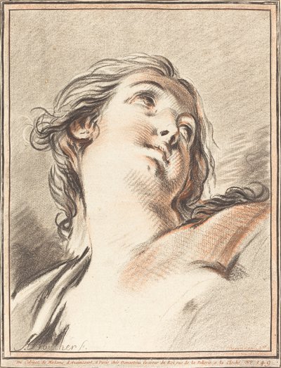 Kopf einer Frau, die nach oben schaut, 1767 von Gilles Demarteau