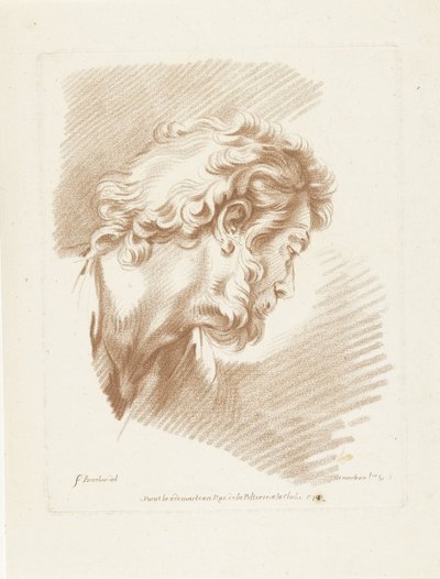 Kopf eines Mannes mit Bart nach rechts von Gilles Demarteau