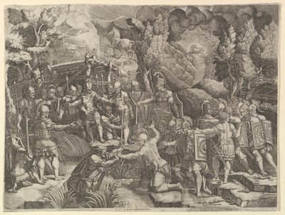 Sinon täuscht die Trojaner, Mitte der 1540er Jahre von Giorgio Ghisi