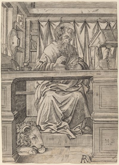 Heiliger Hieronymus in seinem Studierzimmer von Giovanni Antonio da Brescia