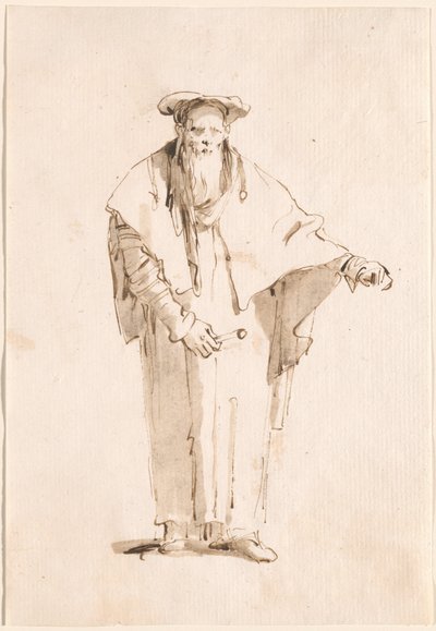 Ein stehender Orientale mit einem Stab von Giovanni Battista Tiepolo