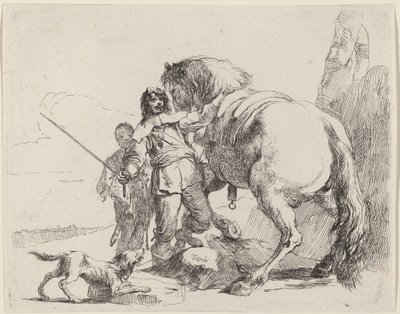 Soldat mit Pferd und Begleiter von Giovanni Battista Tiepolo