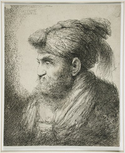 Bärtiger Mann mit Turban, 1647-51 von Giovanni Benedetto Castiglione