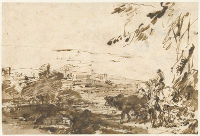 Hirten mit einer Herde von Giovanni Benedetto Castiglione