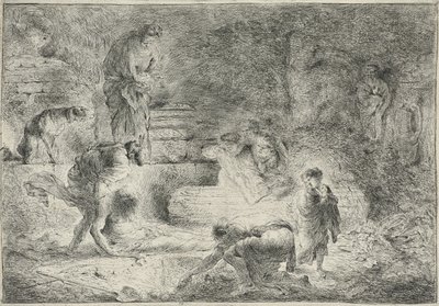 Tobit begräbt die Toten, ca. 1647-51 von Giovanni Benedetto Castiglione