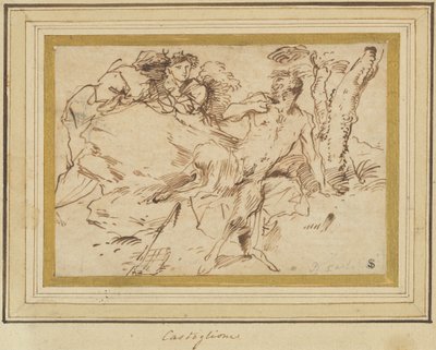 Zwei Nymphen und ein Satyr von Giovanni Benedetto Castiglione