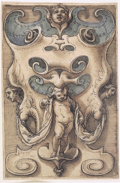 Kartusche mit einem Putto von Giovanni Domenico Capellino