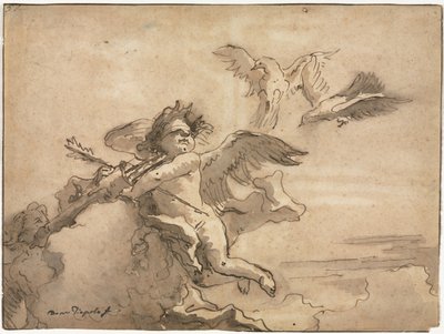 Blinder Amor und zwei Tauben von Giovanni Domenico Tiepolo