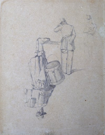 Trommler und zwei Soldaten von Giovanni Fattori