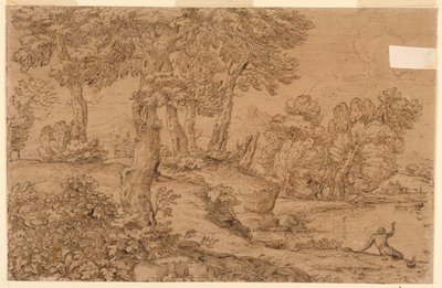 Waldlandschaft mit einem Teich von Giovanni Francesco Grimaldi